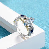 Seanlov Silver Rings With Oval CZ Crystals for Bridal Women