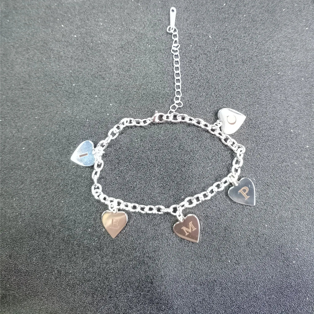 Personalized Love Heart Name Bracelet for Daily Wear