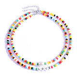 Seed Beads Love Necklace Sets for Women Choker Multilayer with Name Pearl