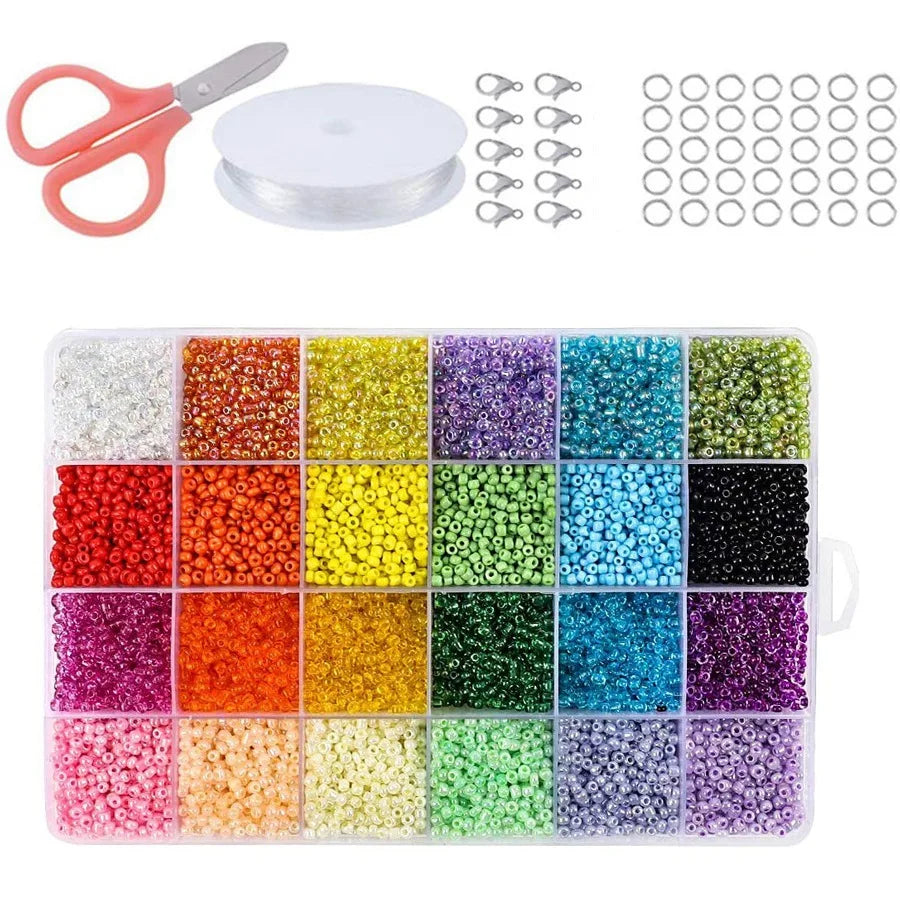 3mm Seed Beads for Bracelets, 24 Colors, 12000 Pcs