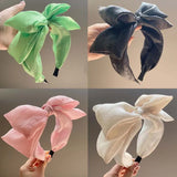 Seersucker Oversized Bow Hair Hoop Senior Sense Wide-brimmed Head Hoop