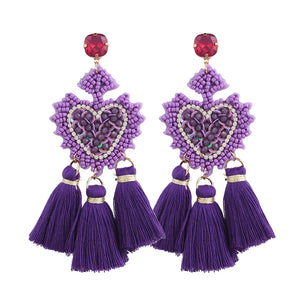 Sehuoran Bohemian Drop Earrings For Women Wedding Tassel Earrings
