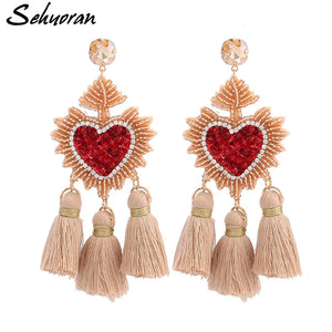 Sehuoran Bohemian Drop Earrings For Women Wedding Tassel Earrings
