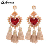 Sehuoran Bohemian Drop Earrings For Women Wedding Tassel Earrings
