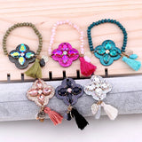 Sehuoran Resin Shell Crystal Bead Tassel Crystal Bracelet