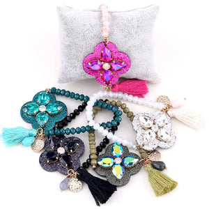 Sehuoran Resin Shell Crystal Bead Tassel Crystal Bracelet