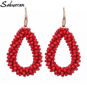 Sehuoran Crystal Bead Dangle Earrings for Women