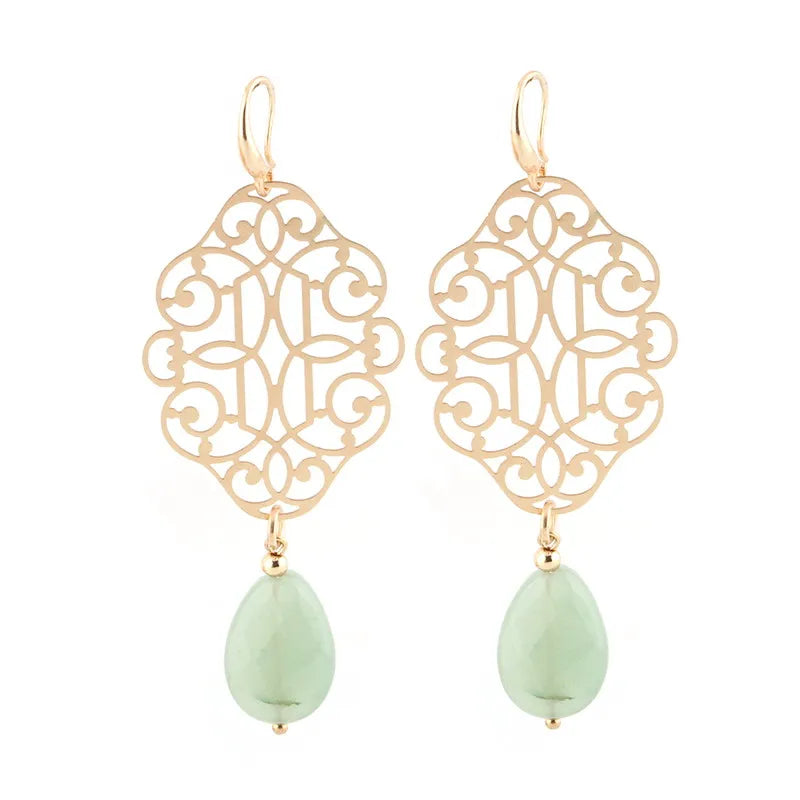 Drop Earrings Copper Shell Natural Stone Statement Earrings For Women