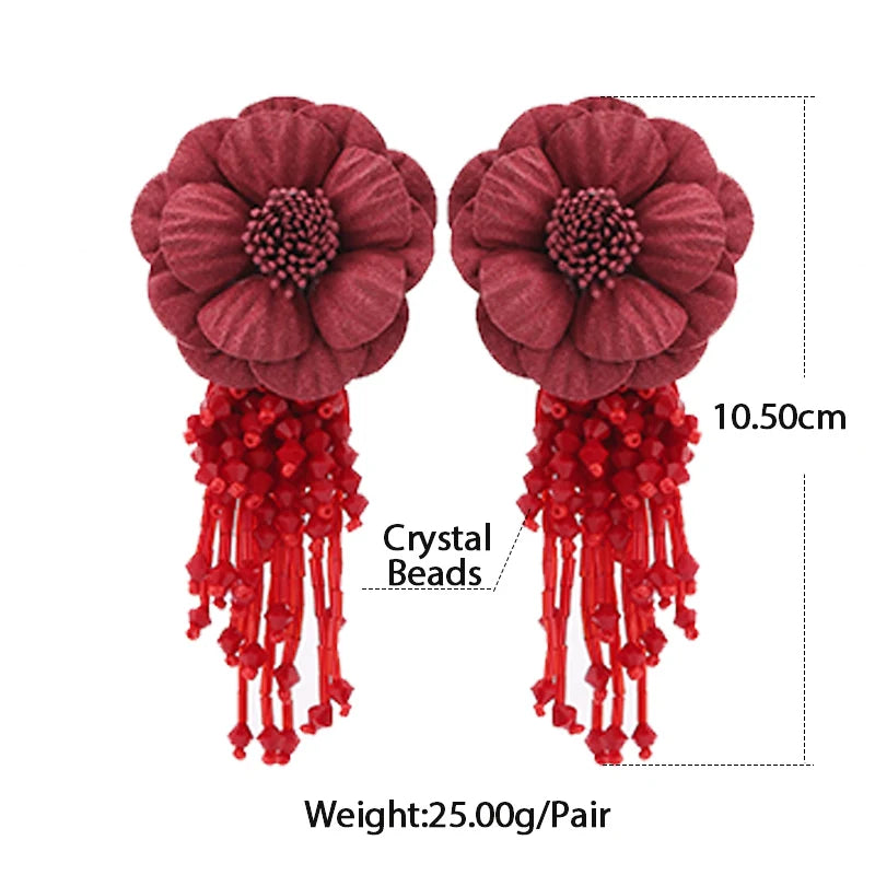 Sehuoran Tassel Earrings Flower Fringed Multicolored Drop Earrings