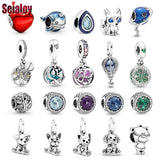 20pcs Silver Dog Dangle Charm Beads for Bracelets & Necklace DIY Jewelry