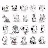 20pcs Silver Dog Dangle Charm Beads for Bracelets & Necklace DIY Jewelry