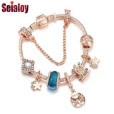 Glass Crystal Beads Tree Of Life Pendant Bracelets Star Charm Rose Bracelet