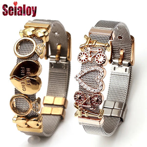 Colorful Stainless Steel Mesh Watch Belt Bracelets For Women Men