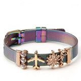 Colorful Stainless Steel Mesh Watch Belt Bracelets For Women Men