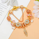 Pink Crystal Bead Charm Bracelet DIY Bangle Jewelry