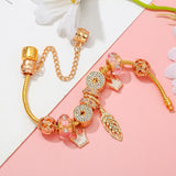 Pink Crystal Bead Charm Bracelet DIY Bangle Jewelry