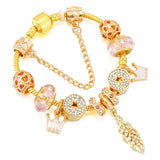 Pink Crystal Bead Charm Bracelet DIY Bangle Jewelry