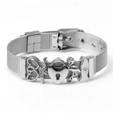 Stainless Steel Mesh Bracelets Water Lucky Charm Heart Beaded Bangle