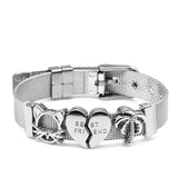 Stainless Steel Mesh Bracelets Water Lucky Charm Heart Beaded Bangle