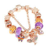 Leaf Charm Buckle Bracelets with Rose Crystal for Women