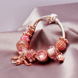 Leaf Charm Buckle Bracelets with Rose Crystal for Women