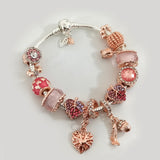 Leaf Charm Buckle Bracelets with Rose Crystal for Women