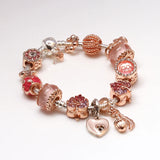 Leaf Charm Buckle Bracelets with Rose Crystal for Women