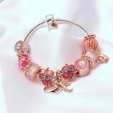 Leaf Charm Buckle Bracelets with Rose Crystal for Women