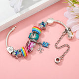 Travel Charm Bracelet for Women Silver Bangle