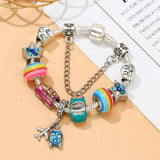 Travel Charm Bracelet for Women Silver Bangle