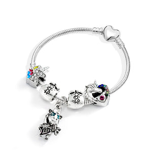 Crystal Fox Beads Silver Charm Bracelets For Women Chinese Style