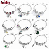 Animal Beads Heart Charm Bracelet Women Snake Chain Girl Bangle Jewelry