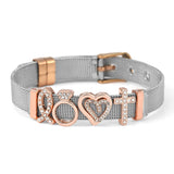 Two-Tone Stainless Steel Heart Beat Bracelet