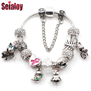 Charm Bracelet Punk Concert Women Silver Beads Bangle Gift