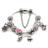 Charm Bracelet Punk Concert Women Silver Beads Bangle Gift