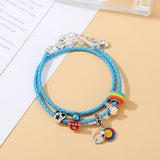 Rainbow Beads Leather Bracelets with Charms