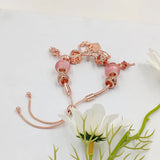 Rose Goddess Rose Heart Charm Bracelet Pink Crystal Beads