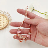 Rose Goddess Rose Heart Charm Bracelet Pink Crystal Beads