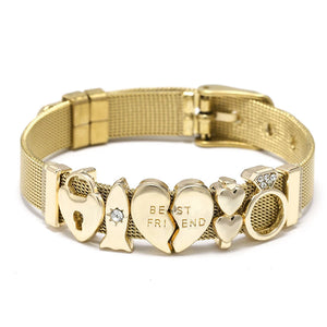 Rose Steel Mesh Heart Charm Bracelet Women Watch Belt Jewelry