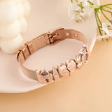 Rose Steel Mesh Heart Charm Bracelet Women Watch Belt Jewelry