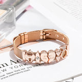 Rose Steel Mesh Heart Charm Bracelet Women Watch Belt Jewelry