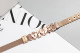 Rose Steel Mesh Heart Charm Bracelet Women Watch Belt Jewelry