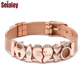Rose Steel Mesh Heart Charm Bracelet Women Watch Belt Jewelry