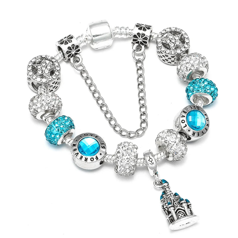 Magic Charm Bracelets Castle Crystal Beaded Bangle Jewelry