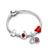Silver Plated Heart Key Charm Bracelet for Women Girls