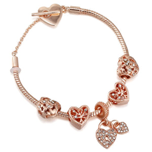Rose Heart Lock T-Buckle Bracelet Tree Of Life Charm Bangle