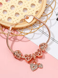 Rose Heart Lock T-Buckle Bracelet Tree Of Life Charm Bangle