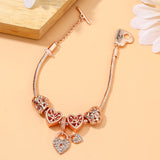 Rose Heart Lock T-Buckle Bracelet Tree Of Life Charm Bangle