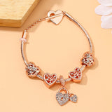 Rose Heart Lock T-Buckle Bracelet Tree Of Life Charm Bangle