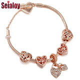 Rose Heart Lock T-Buckle Bracelet Tree Of Life Charm Bangle